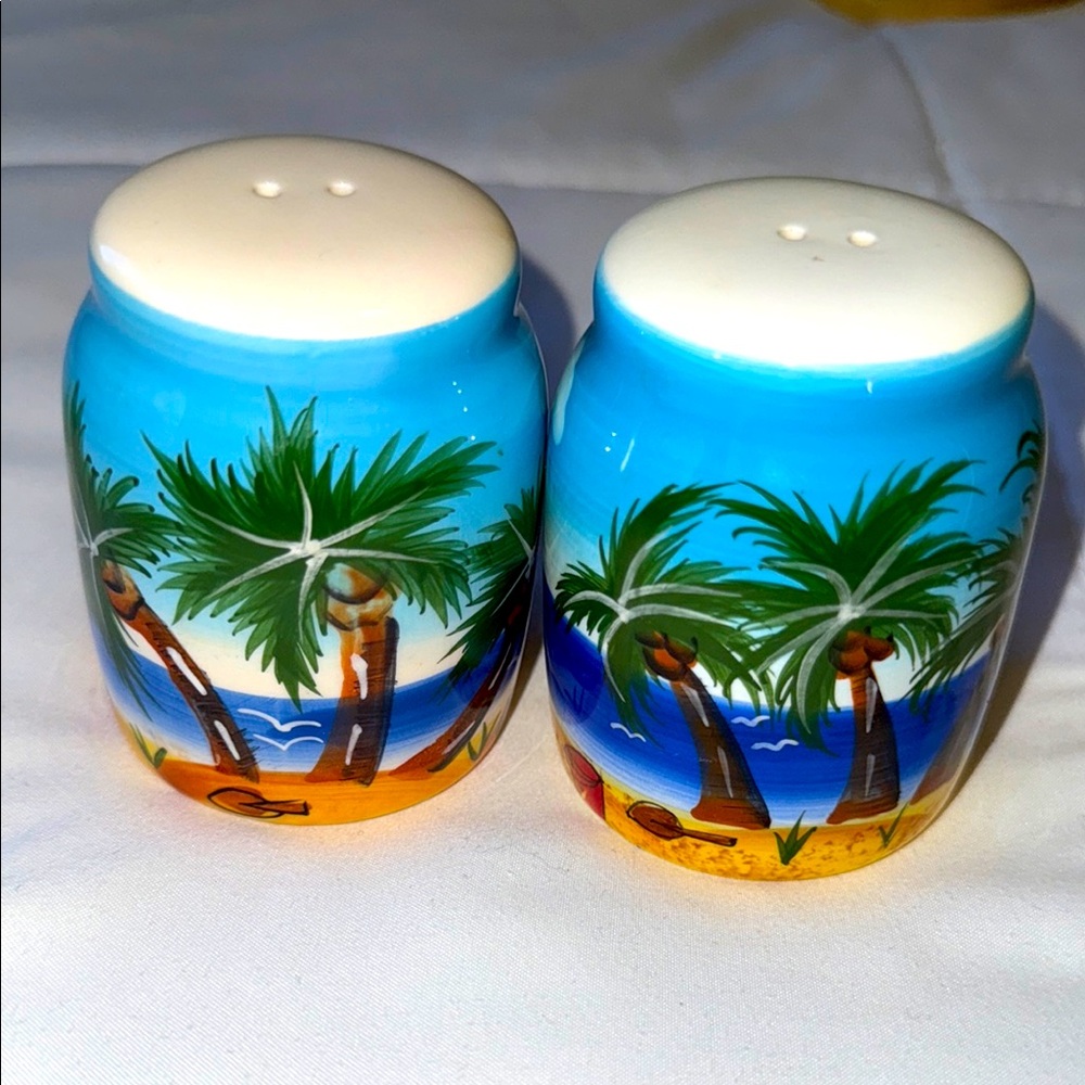 Tropical Palm Tree Salt and Pepper Shakers